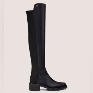 Stuart Weitzman Black Over The Knee Round Toe Lug Sole Boots Women's 6